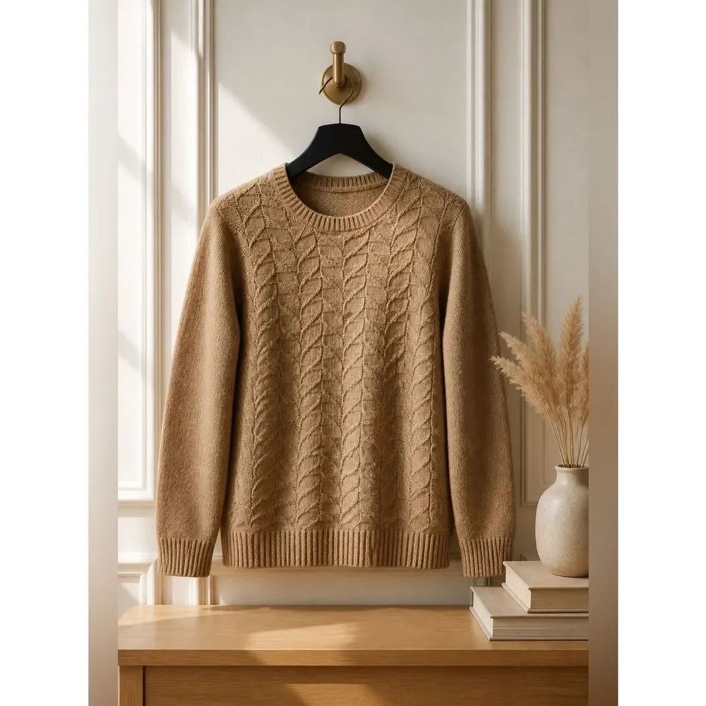 BEIGE LONG SLEEVE SWEATER SIZE SMALL BY CROFT & BARROW